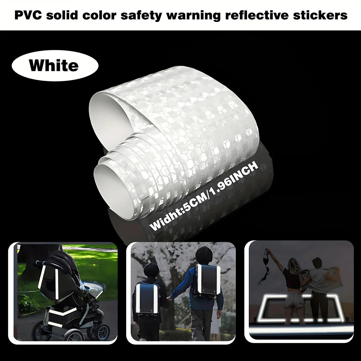 High Visibility Car Reflective Tape Night Driving Safety Warning Strip Motorcycle Reflector Decal for Enhanced Visibility Qme White 9m 5cm