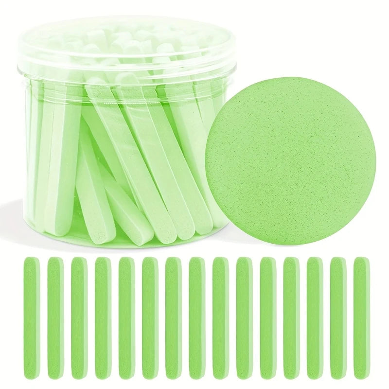 Compress Face Wash Puff with Storage Box Facial Cleansing Sponge for Makeup Remover Round Face Wash Sponge Skincare Beauty Tool Qme green