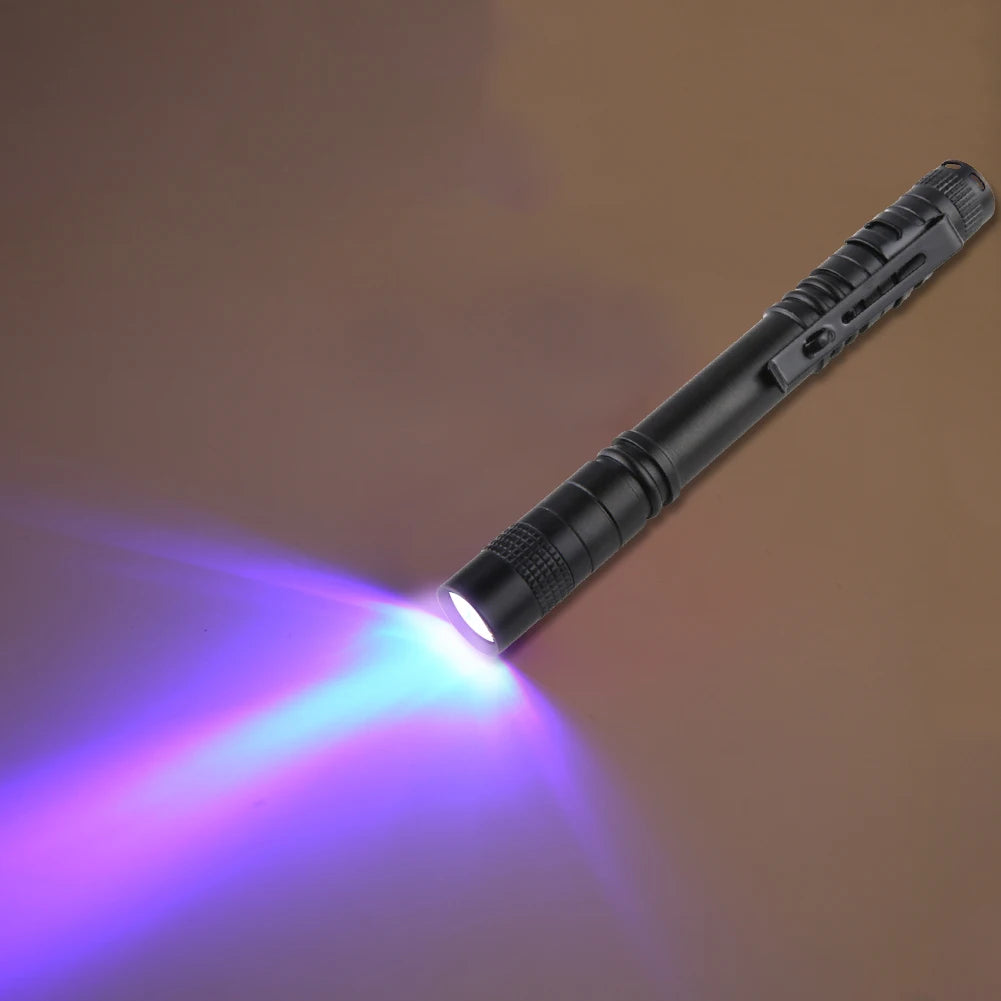 LED UV Flashlight Ultraviolet Torch Mini UV Light Pet Urine Stains Detector Fluorescent Anti-counterfeiting Bill Seal Detector Qme