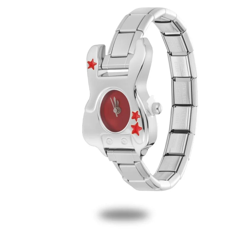 Wholesale Guitar Shape Stainless Steel Men's Women Watch Bracelet Fit 9MM DIY Italian Charm Watch Head Jewelry Gift Dropshipping Qme Style 22