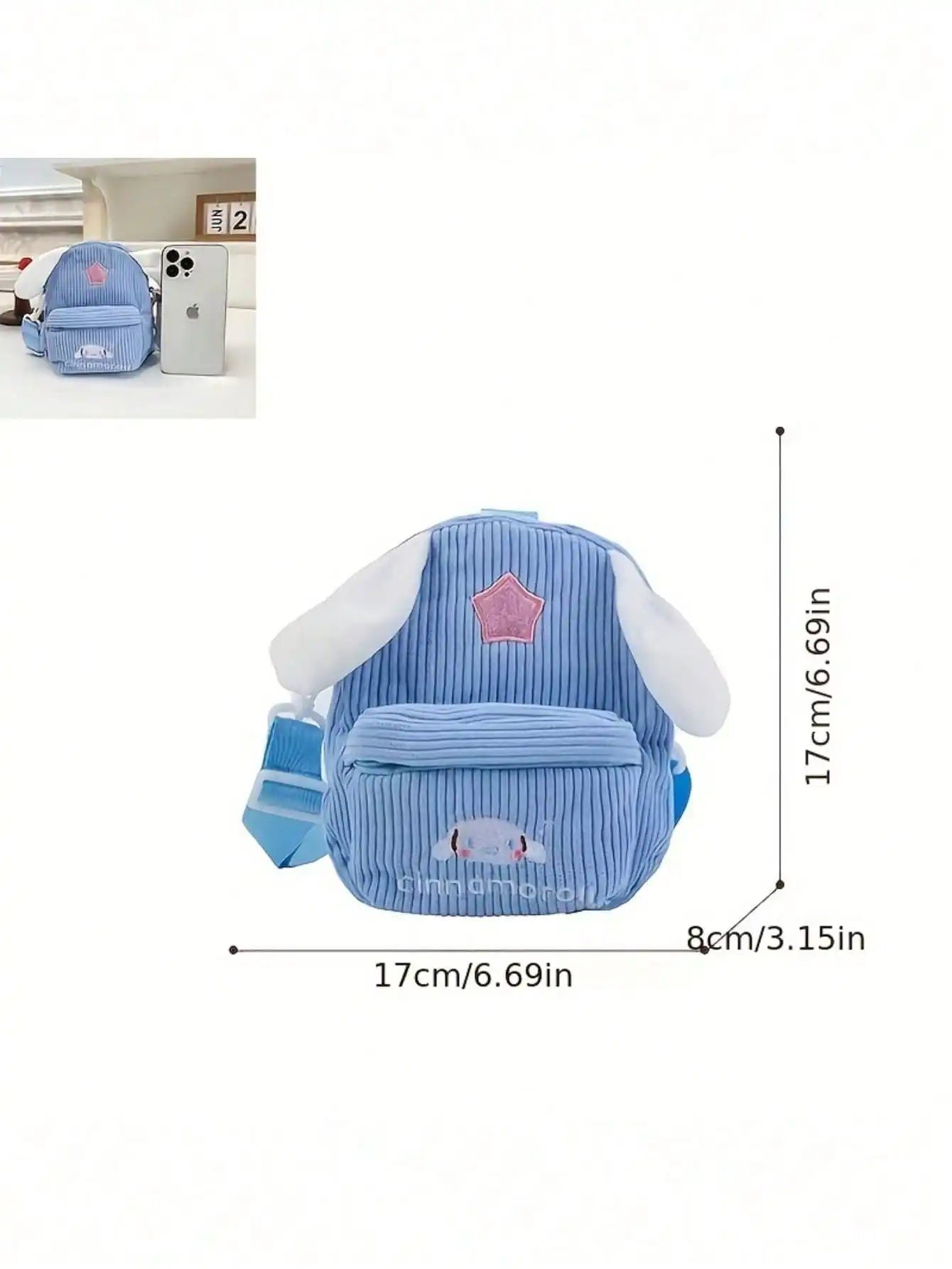 Cartoon Striped Velvet Phone Bag Girls' Diagonal Makeup Claw Doll Qme blue