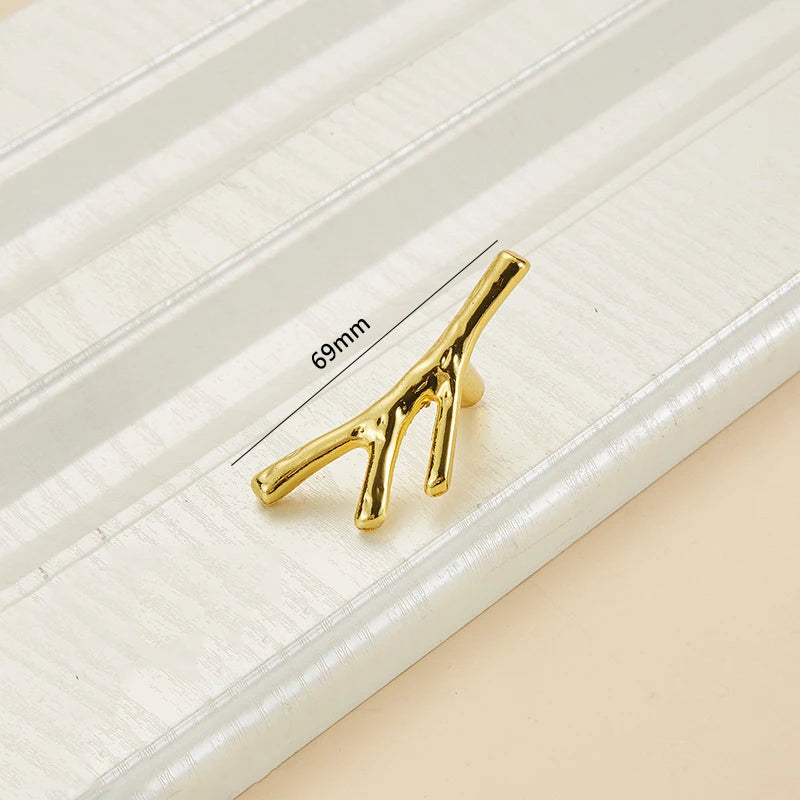 Vintage Tree Branch Furniture Handle Zinc Alloy Kitchen Cabinet Drawer Knob Wardrobe Cupboard Closet Door Pull Hardware Black Qme Gold single