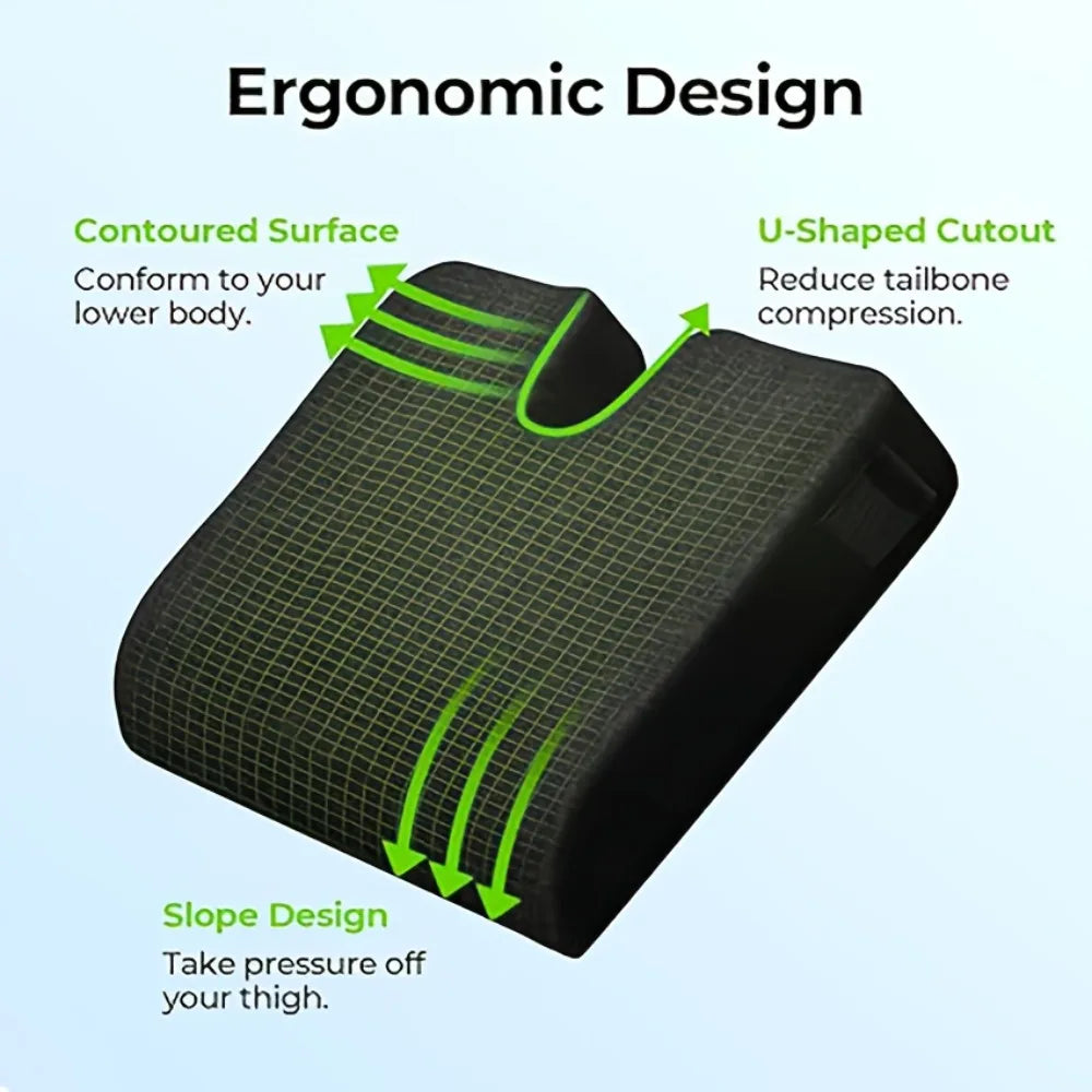 Wheelchair Seat Cushions for Sciatica Back Coccyx Pressure Sore Ulcer Pain Relief Memory Foam Pressure Relief Cushion Breathable Qme