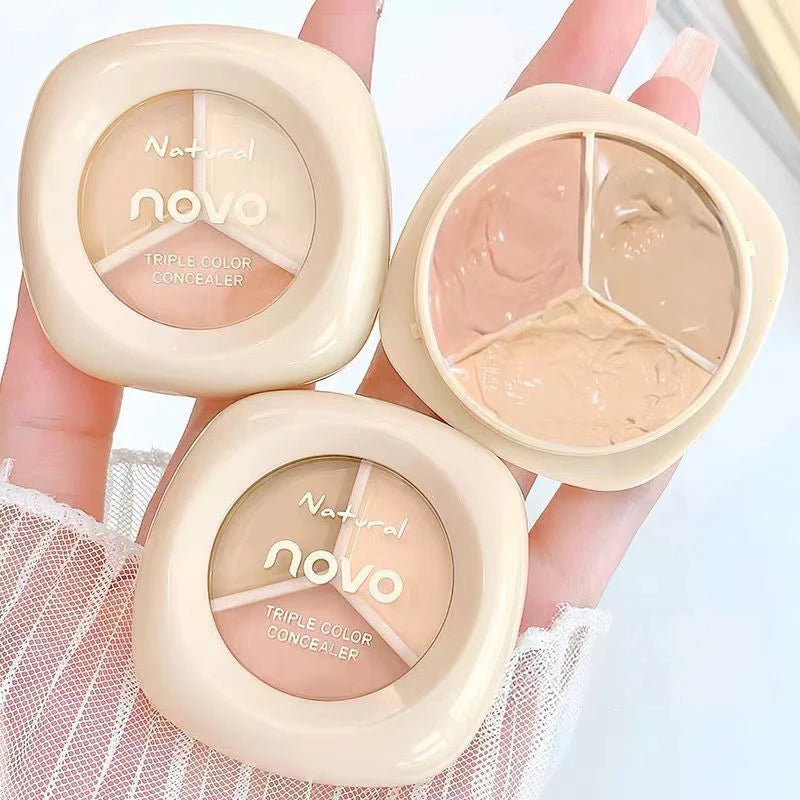 Three-color Concealer Palette Waterproof Long-lasting Contouring Qme