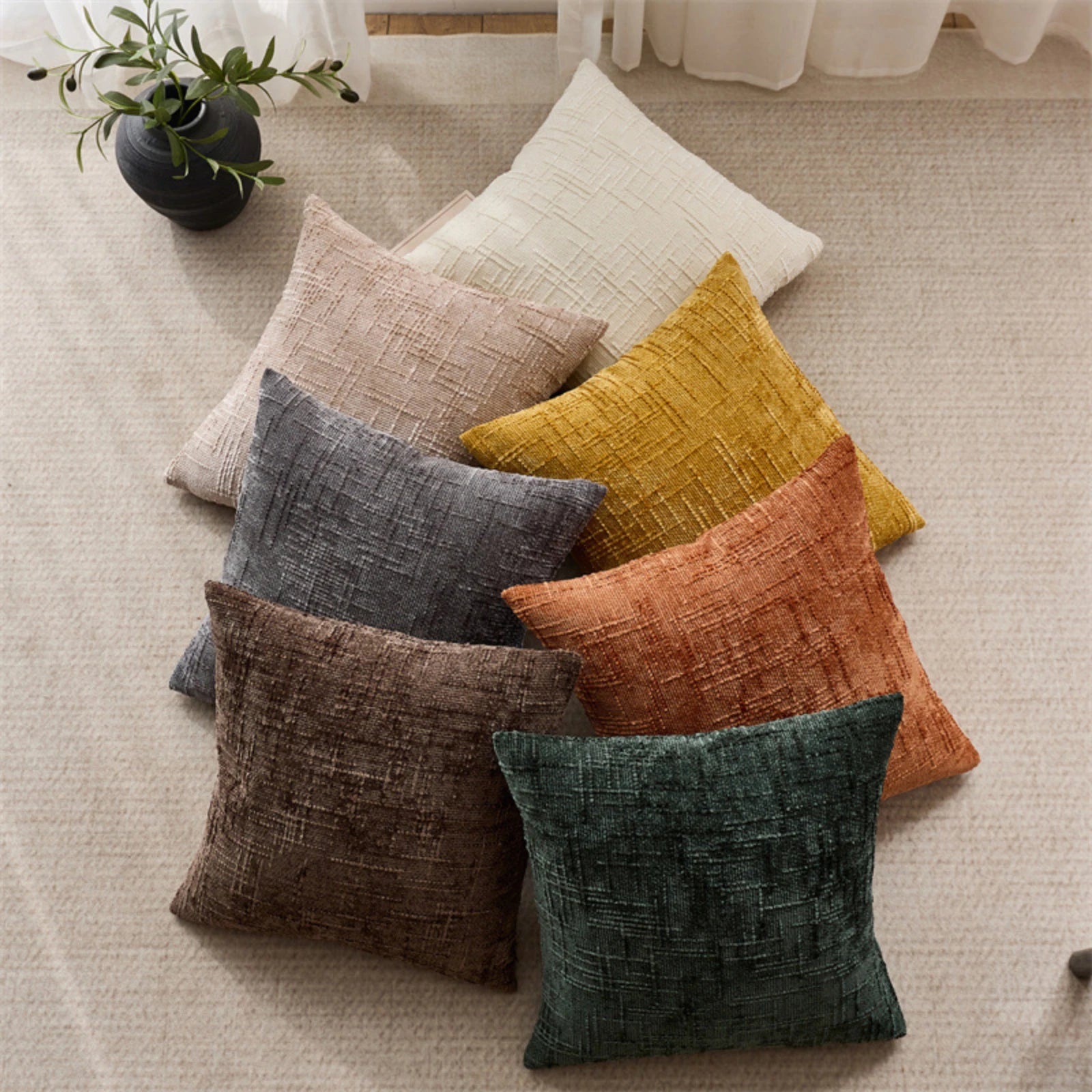 Vintage Solid Color Square Chenille Pillow Covers Texture Home Resturant Decorative Cushion Cases Skin-friendly Bed Supplies Qme