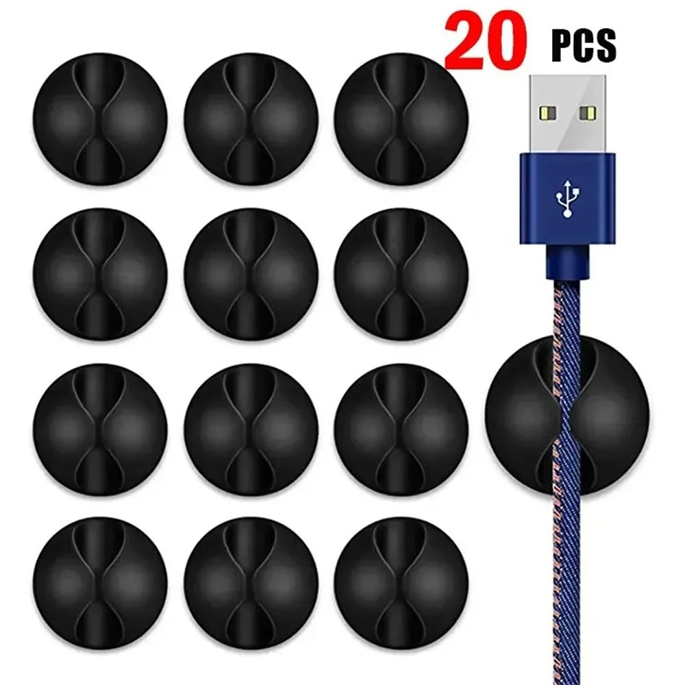 20pcs Data Cable Holders Charger Line Clip Easy to Install For Computer Tablet Cellphone Wire Organization Household Accessories Qme