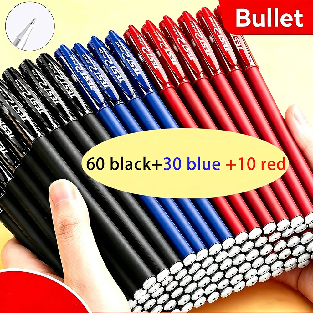 20-100Pcs Minimalist Gel Pen, 0.5mm Black/Blue/Red Ink Multi-purpose Gel Rollerball Pen For Office, School Student Qme 60black 30blue 10red