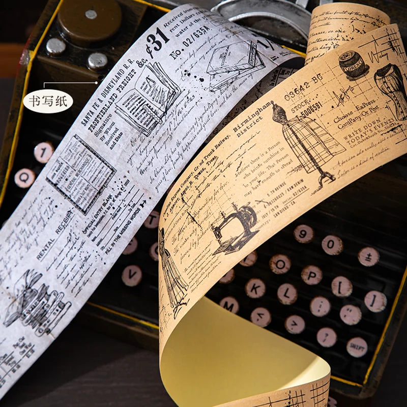 1 Roll Vintage Manuscript Washi Tape for Journal Scrapbooking DIY Collage Art Phone Case Notebook Decoration Supplies Qme