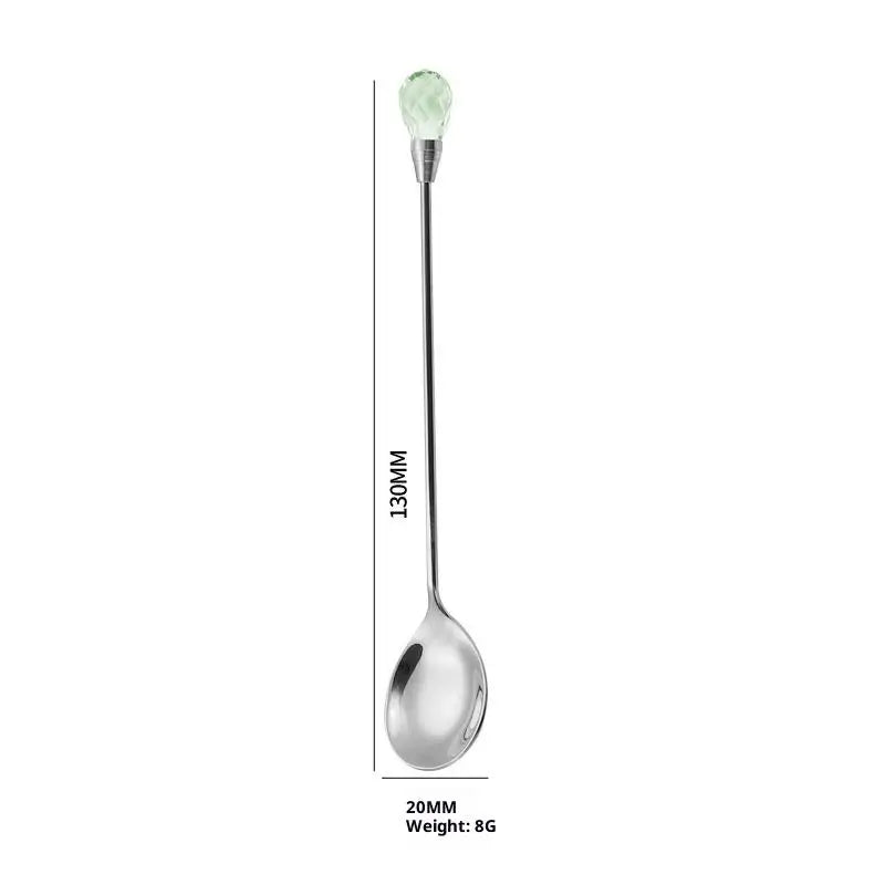 Dessert Ice Cream Coffee Cocktail Crystal Spoon Long Handle Teaspoon Qme A7