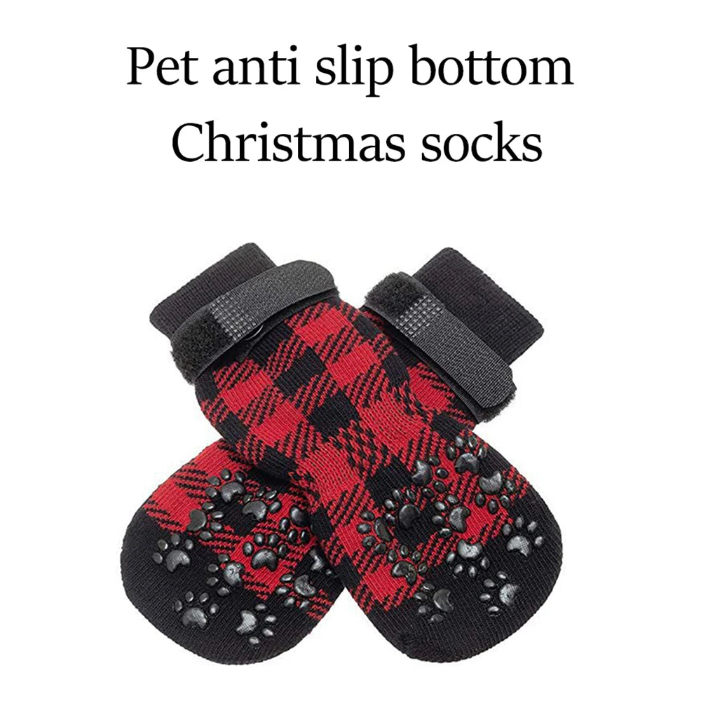4PCS/Set Pet Socks Foot Cover Cat And Dog Socks Outdoor Non-Slip Waterproof Shoes Large And Small Dog Shoes Qme