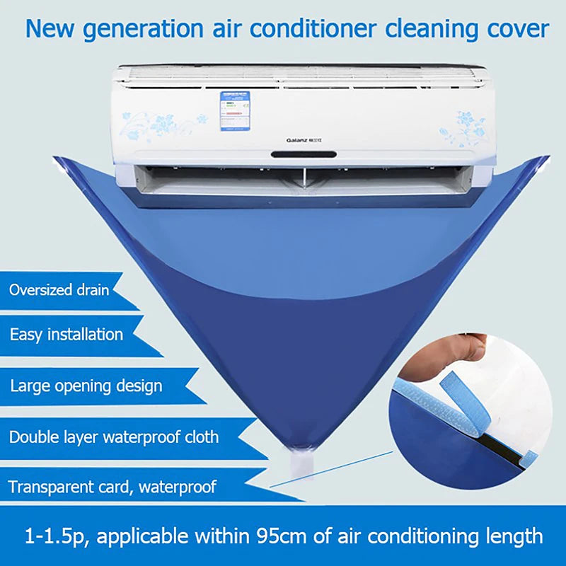 Air Conditioning Water Cover Full Set of Cleaning Tools with Water Pipe Dust Protection Air Conditioning Cleaning Cover Bag. Qme