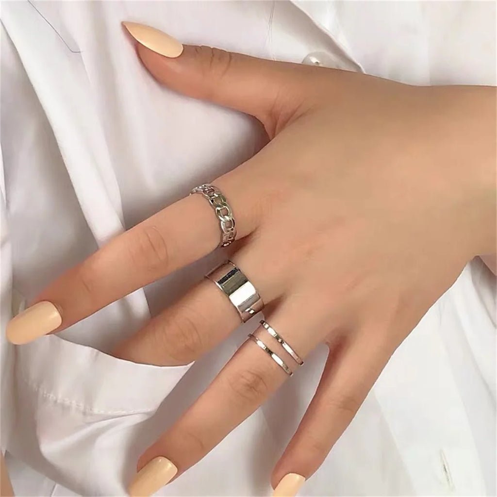 3Pcs Fashionable Punk Style Butterfly Metal Rings Set For Women Parties Festivals Gifts Daily Versatility Jewelry Hip Hop Rings Qme