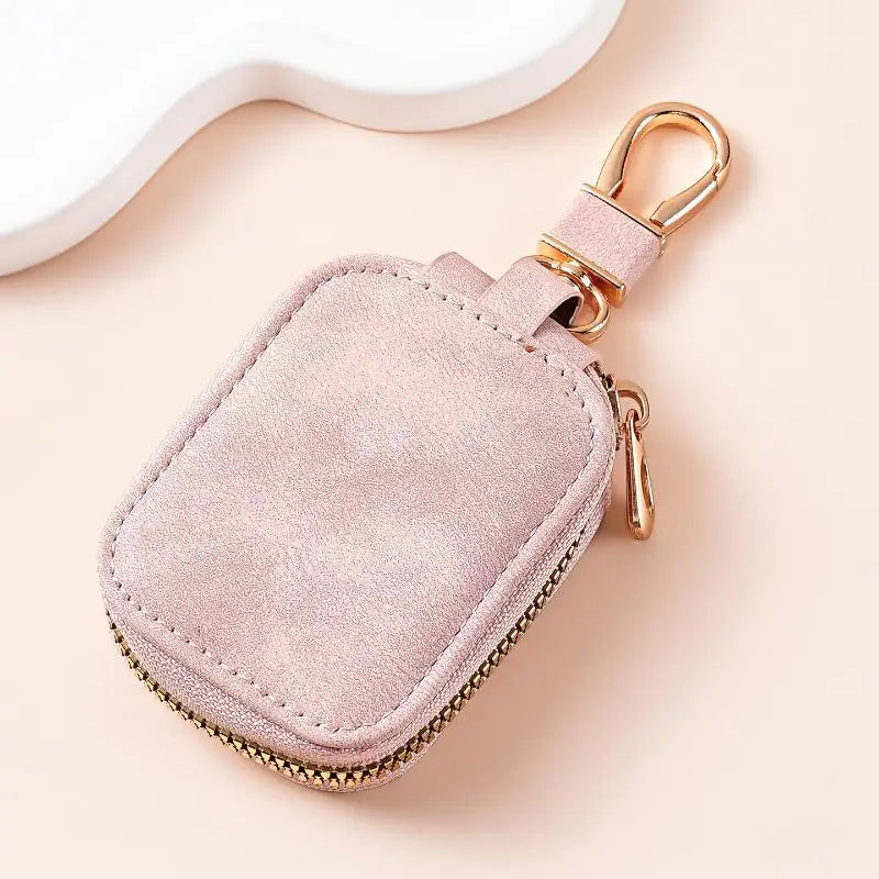Soft Suede Car Key Protective Case Smooth Zipper Sturdy Metal Qme