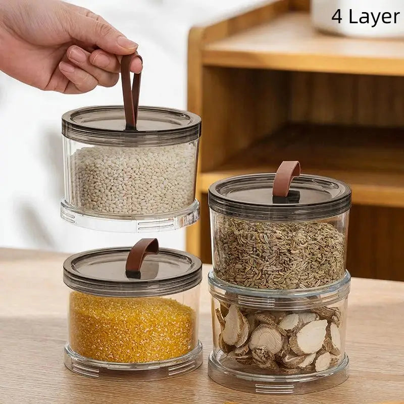 Sealed Jars Kitchen Seasoning Organizer Airtight Stackable Bottle Qme 4layer