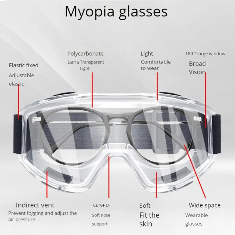1PCS Safety Goggles Anti-Fog Dust Windproof Scratch Resistant Protective Eyewear for Industrial Cutting Grinding Work Qme