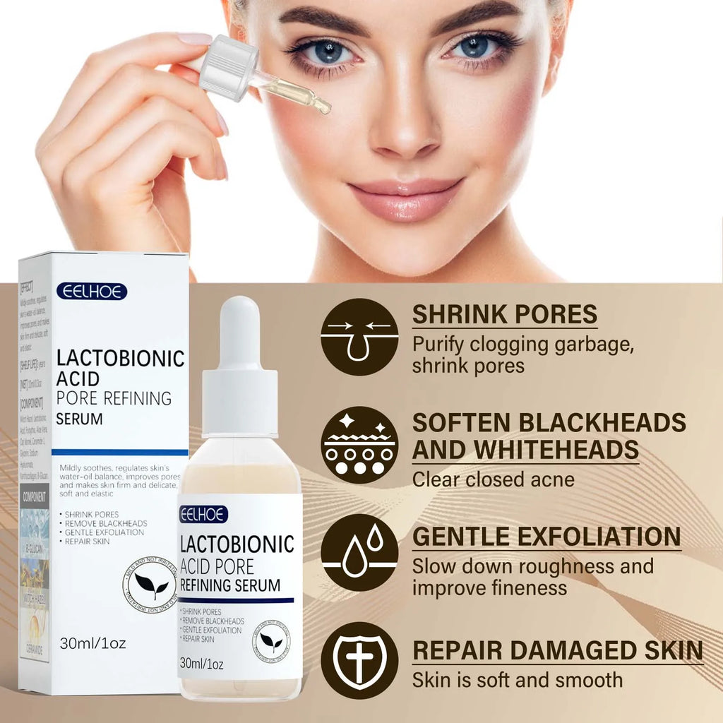 Lactose Acid Shrink Pores Serum Moisturizing Remove Blackheads Repair Face Pores Skin Firming Brighten Nourish Face Essence Qme