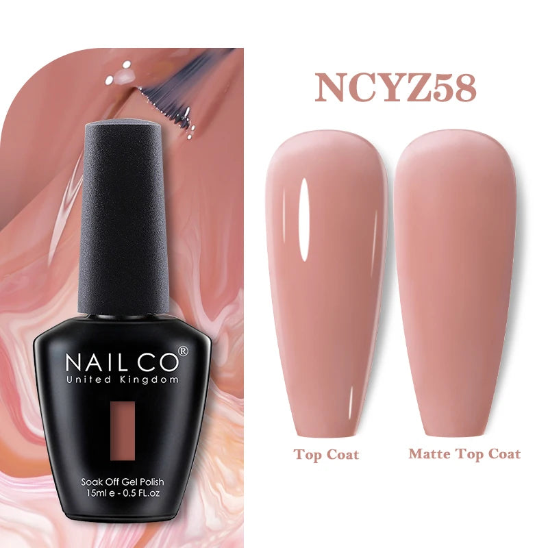 NAILCO Rubber Base Gel Polish Milky Pink Jelly White Beige 6Colors