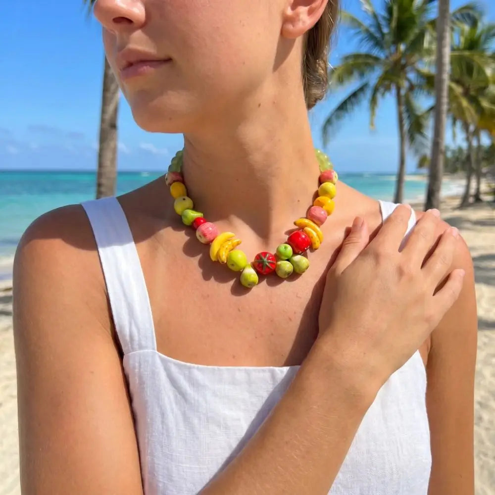 Simple Layered Beads Fruit Necklace Stackable Blueberries Multi Layer Qme