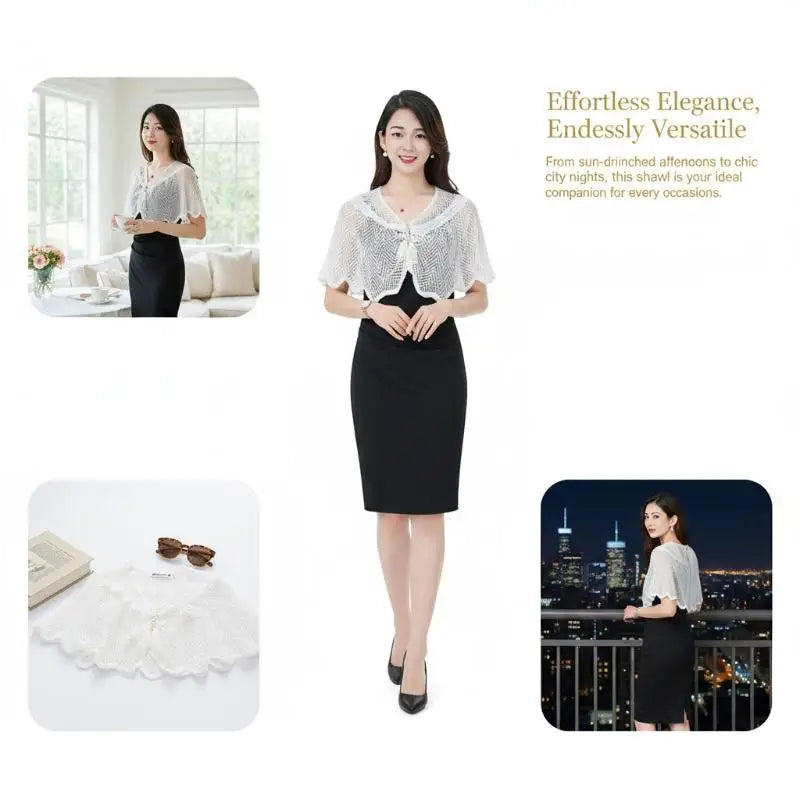 Fashion Knitted Shawl Brooch Hollow Out Summer Air Conditioning Fake Qme