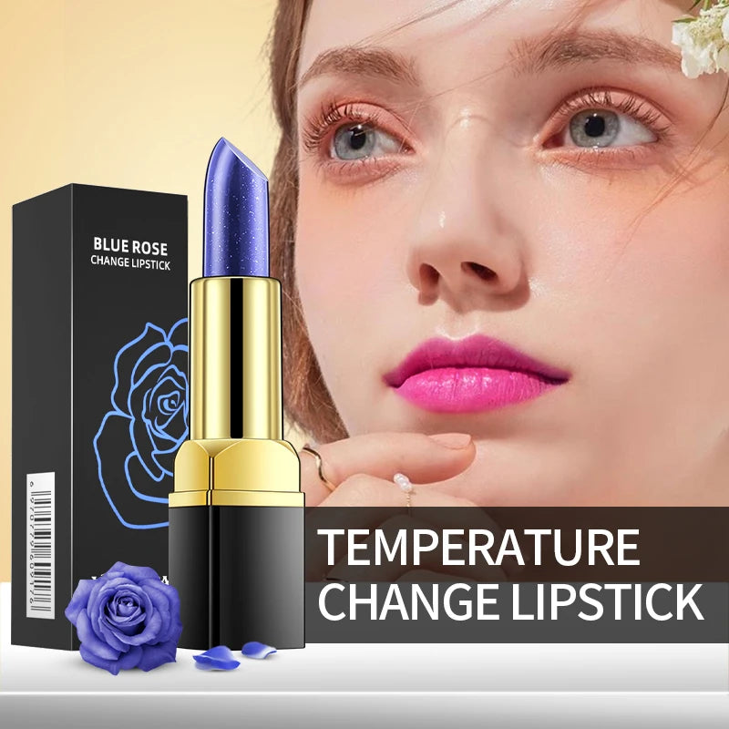 Blue Rose Lipstick Temperature Color Changing Lipstick Moisturizing Female Makeup Products Sexy Lip Tint Gloss Shiny Lipsticks Qme