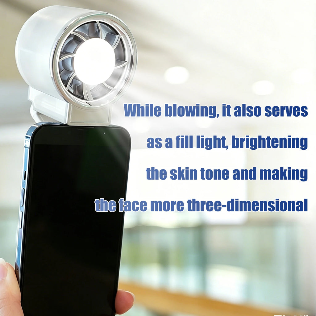 5-in-1 Foldable Mini Fan, Magnetic Phone Cooler with LED Fill Light, Handheld & Desktop 2-in-1, USB Rechargeable Portable Fan Qme