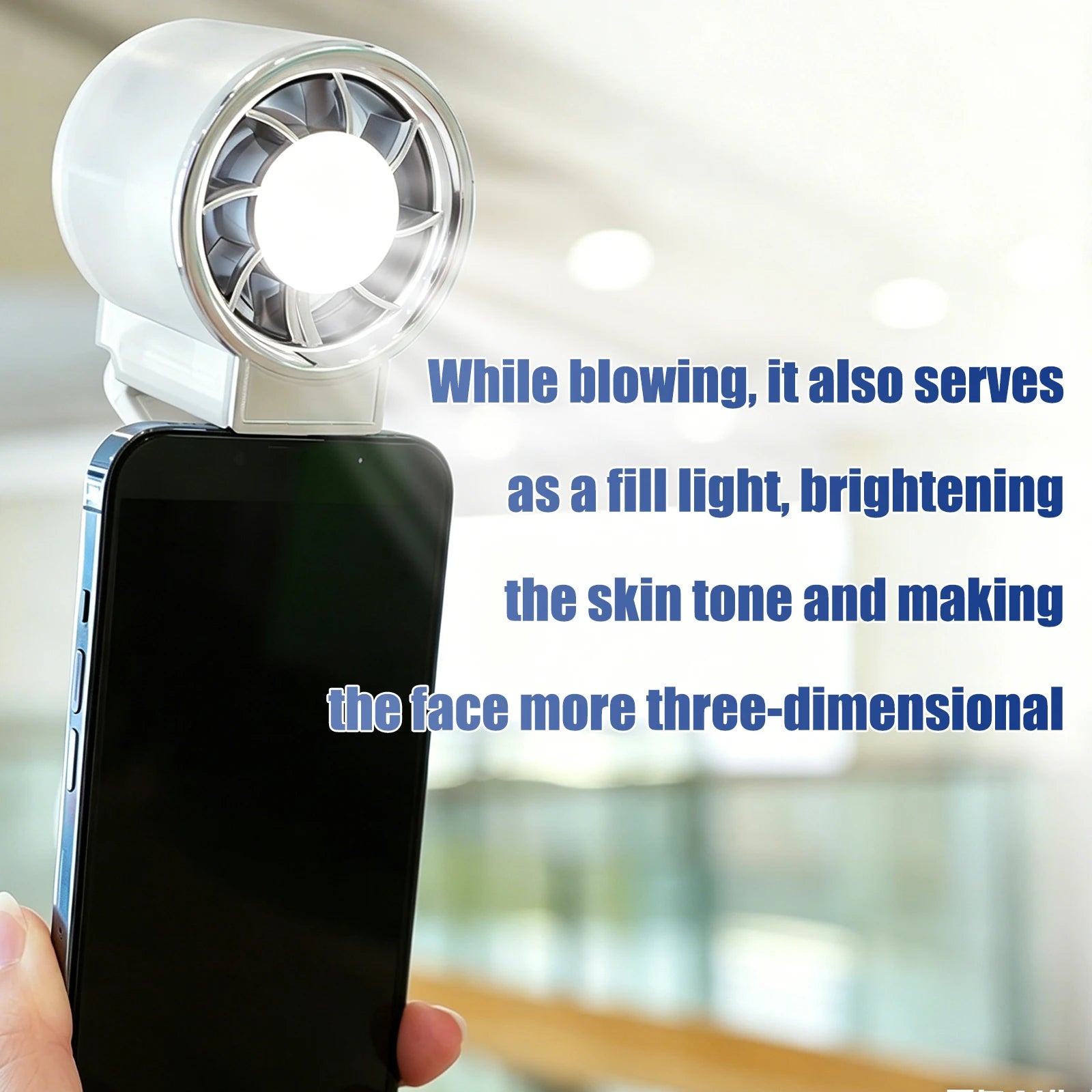 5-in-1 Foldable Mini Fan, Magnetic Phone Cooler with LED Fill Light, Handheld & Desktop 2-in-1, USB Rechargeable Portable Fan Qme