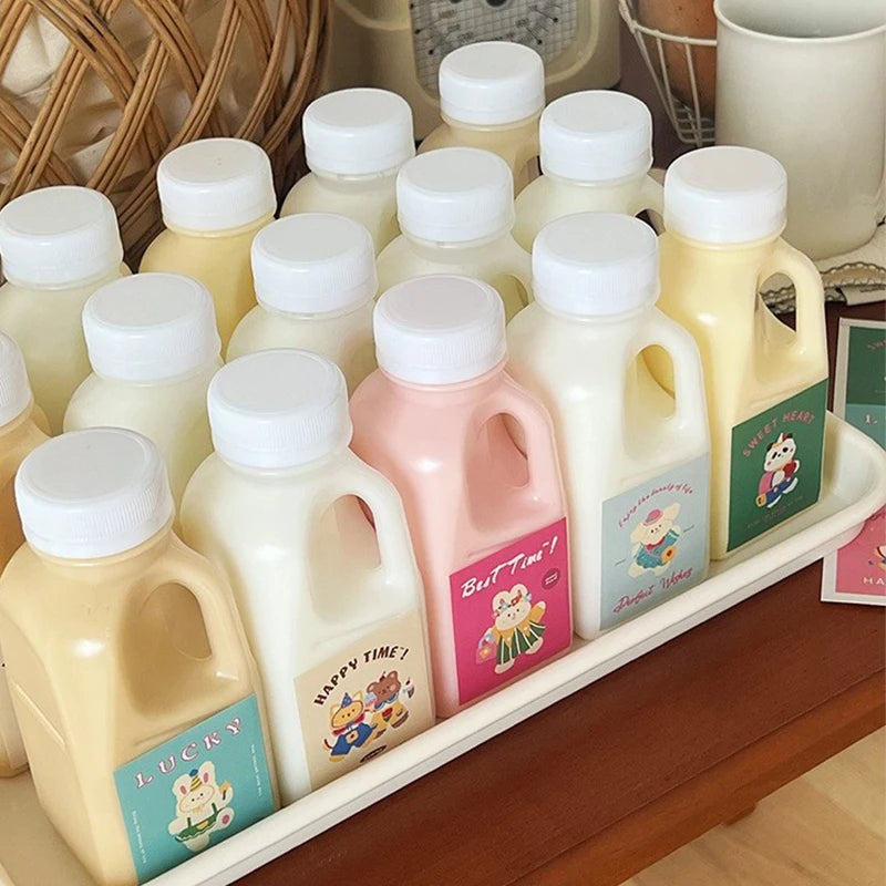 Transparent Kids Water Bottle Plastic Juice PET Milk Beverage Lid Qme