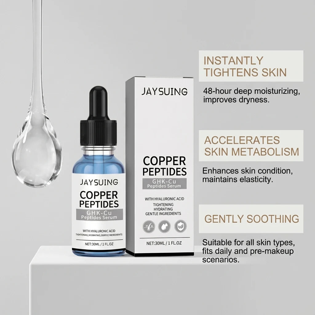 Copper Peptide Serum Hydrating Instant Tightening Skin Improve Fine Lines Daily Use Sooth Hyaluronic Acid Face Serum Skincare Qme