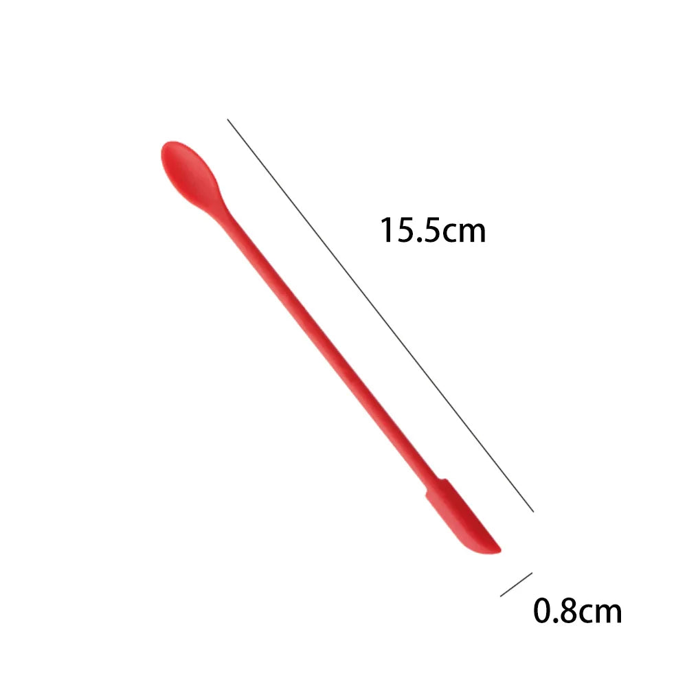 1Pc Silicone Double-End Cosmetic Spoons Odorless Mini Jar Scraper Set for Candle Making, Makeup & Beauty Product Residue Removal Qme Red 15.5