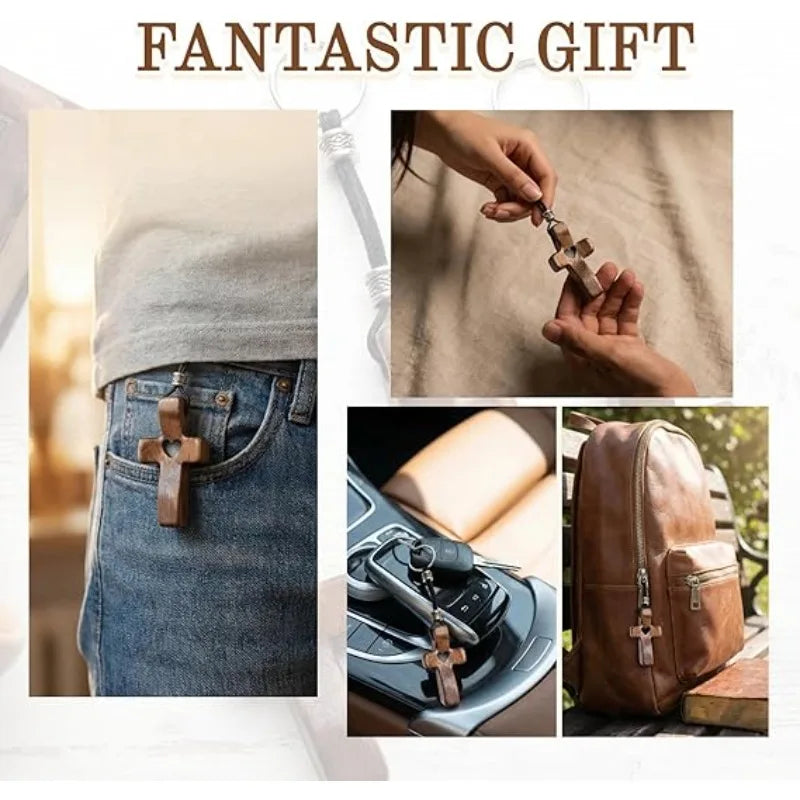 Handheld Olive Wood Clinging Cross Elegant Wooden Decor Versatile Qme