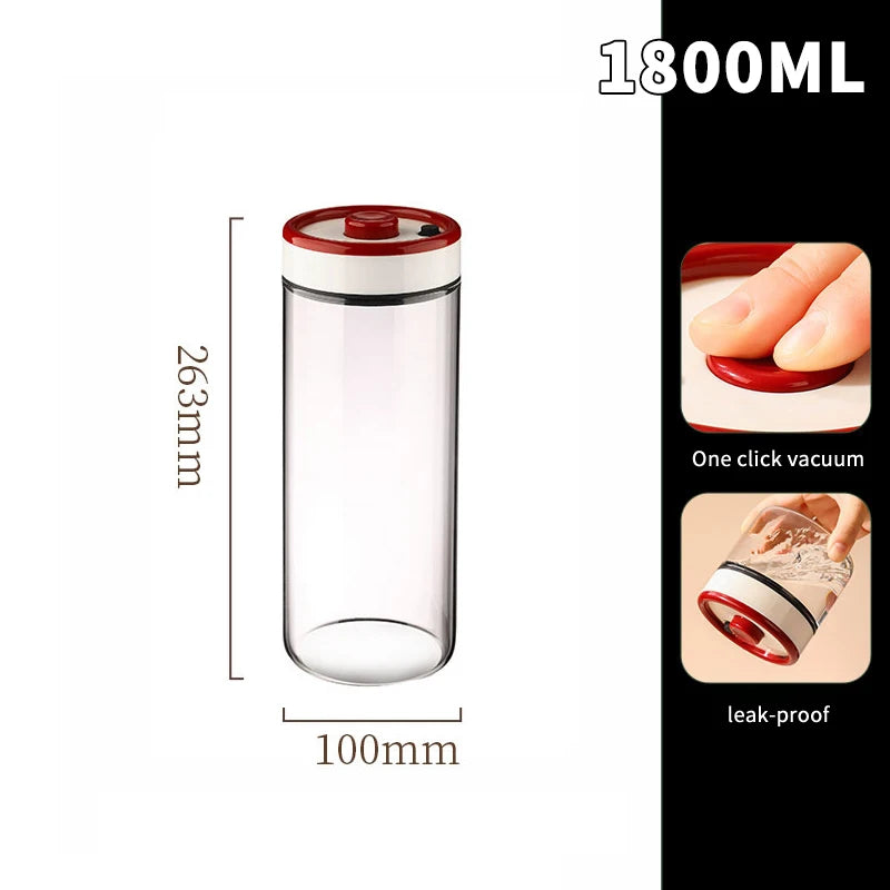 Coffee Beans Vacuum Sealed Tank Transparent Glass Food Storage Jars Qme 1800ML