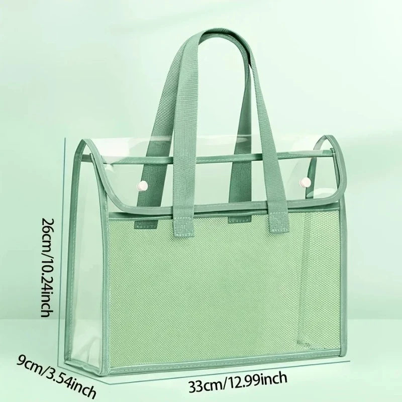 1 large capacity portable transparent waterproof handheld folder, expandable file storage bag, PVC self-adhesive file bag for of Qme
