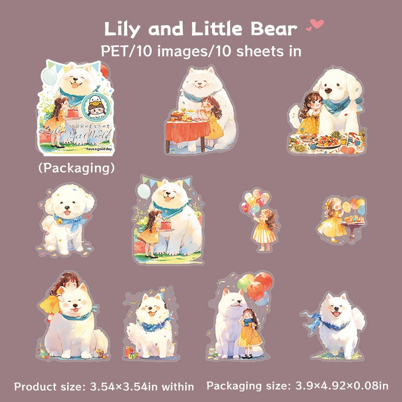 10sheets/bag Kawaii Characters and Pets Theme PET Sticker Pack for Scrapbooking Journaling DIY Photo Frame Collage Decoration Qme 6