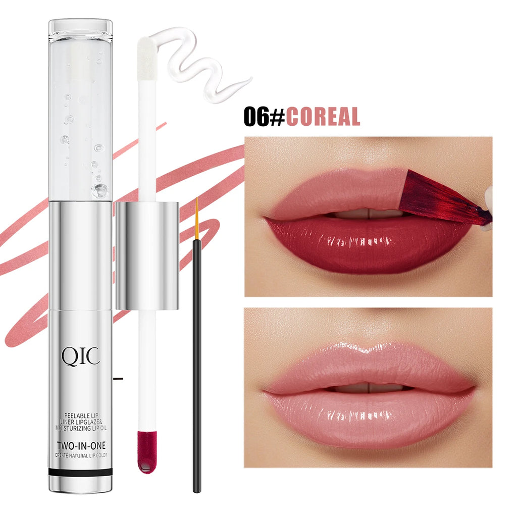 QIC Waterproof Lip Liner Peel Off Tattoo Lipgloss Long Lasting Matte Lip Tint Brown Contour Tear-off Lips Stain Cosmetic Qme Q930-6