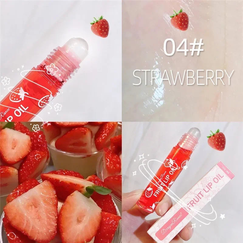 Fruit Lip Gloss Transparent Lip Oil Moisturizing Reducing Lip Lines Nourishes Lips Waterproof Long-lasting Liquid Lips Cosmetics Qme 04