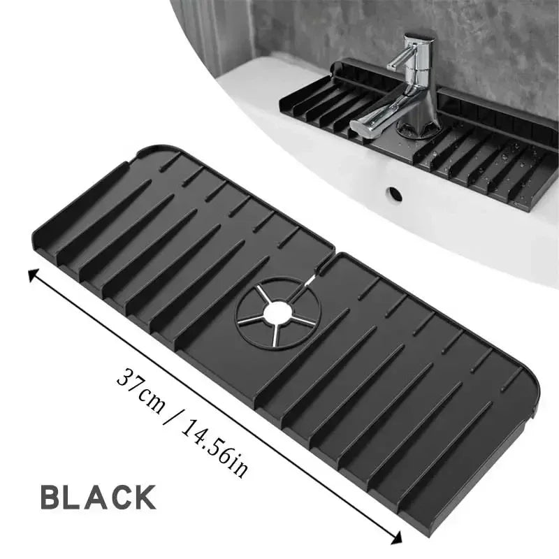 Sink Anti-spray Drain Water Retaining Pad Silicone Faucet Splashproof Qme black