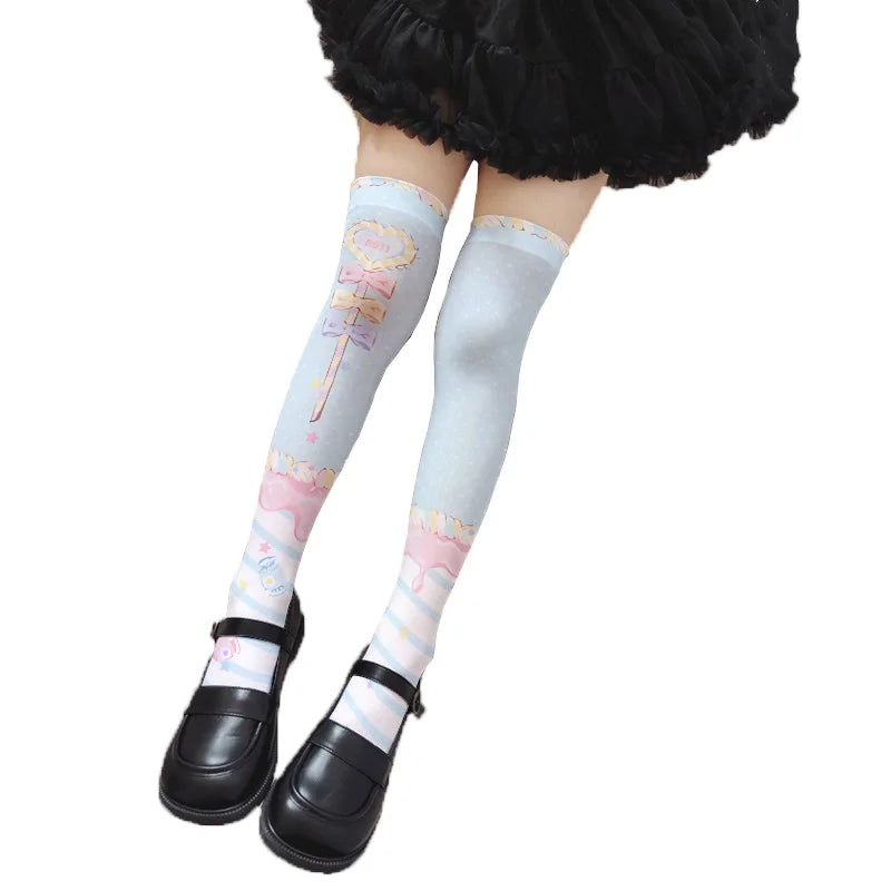 Girl Long Tube Sexy Cute Sweet Lolita Thigh Stockings Cartoon Knee Qme style16 One Size