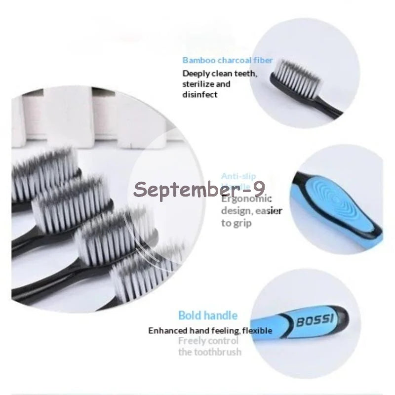 Manual Charcoal Toothbrushes Ultra Soft Bristles 3 5 Non Slip Handle Qme
