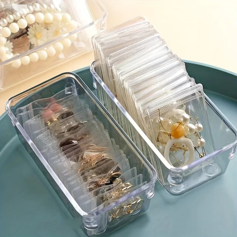 100 pieces in transparent jewelry bag, sealed bag, earrings, earrings, jewelry storage bag, small packaging bag Qme Clear