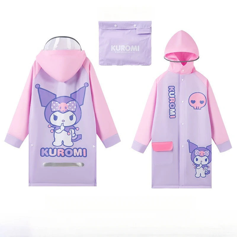 Kuromi EVA Student Raincoat Heavyweight Loose-fitting, Lightweight, Stylish, Hooded, Quick-Dry Raincoat Qme