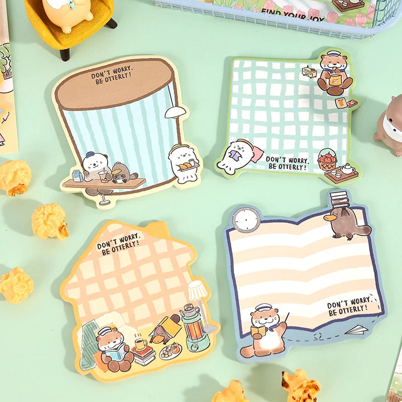 30 Pcs/book Creative Korean Stationery Cute Otter Multi functional Message Notes DIY Diary Album Scrapbook Office Supplies Qme