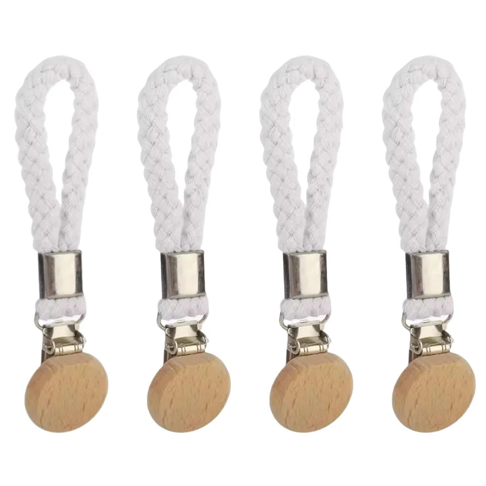 1-8PCS Towel Hanging Clips woven Cotton rope Bathroom wood round head Metal Hanging Clips For Home Towel Clothes Storage Hook Qme 4pcs White