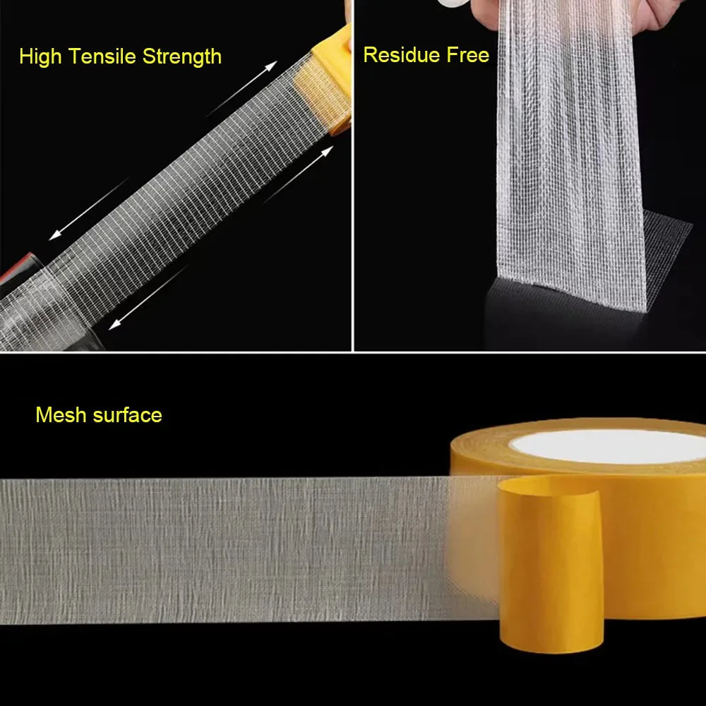 Super Thin Grid Double Sided Tape - Heavy Duty Translucent Mesh Adhesive, Waterproof Traceless for Carpet Fixation Qme