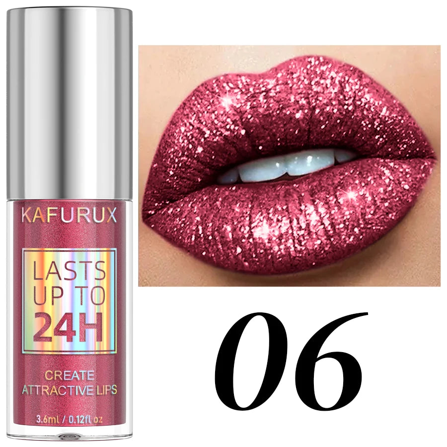 20 Matte Shiny Glitter Liquid Lipstick Lip Gloss Diamond Makeup Qme 06
