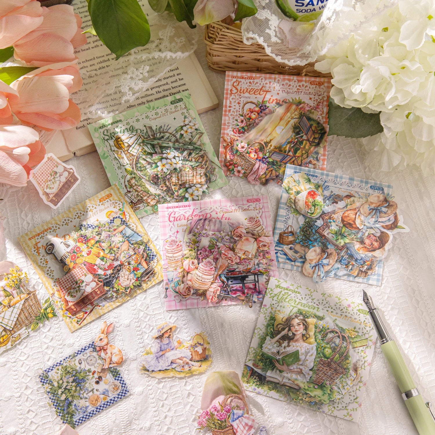 30 Sheets/Pack Cute Girls Daily Life Stickers for Journal Scrapbooking DIY Notebook Decoration Office School Stationery Craft Qme