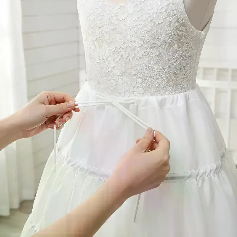 Fashion White Lace Children Skirt Steel Ring Adjustable Princess Skirt 3 Hoops Wedding Petticoat Kids Girls Qme