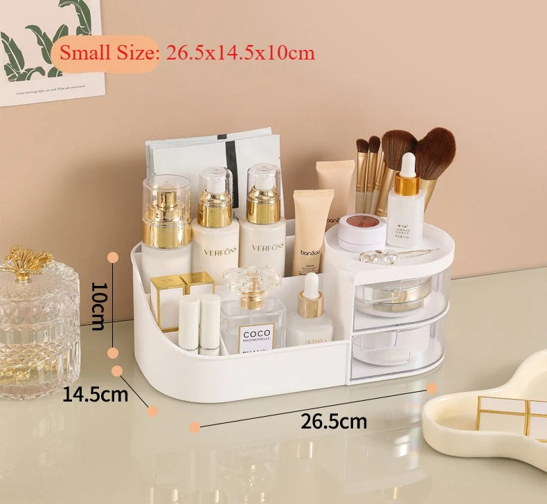 Makeup Storage Box With Mirror Desktop Dressing Table Makeup Mirror Cosmetics Jewelry Storage Box Touch Light Storage Organizer Qme