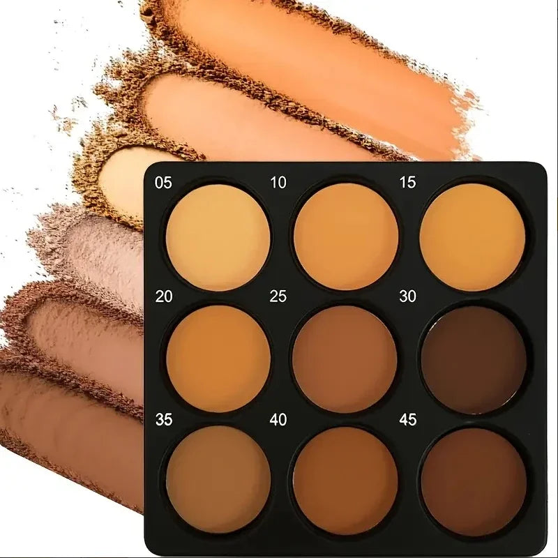 Dark Skin Tone 9-in-1 Face Palette Waterproof Concealer 9 Shades Contour Bronzer Wheat Makeup Palette for Women Qme