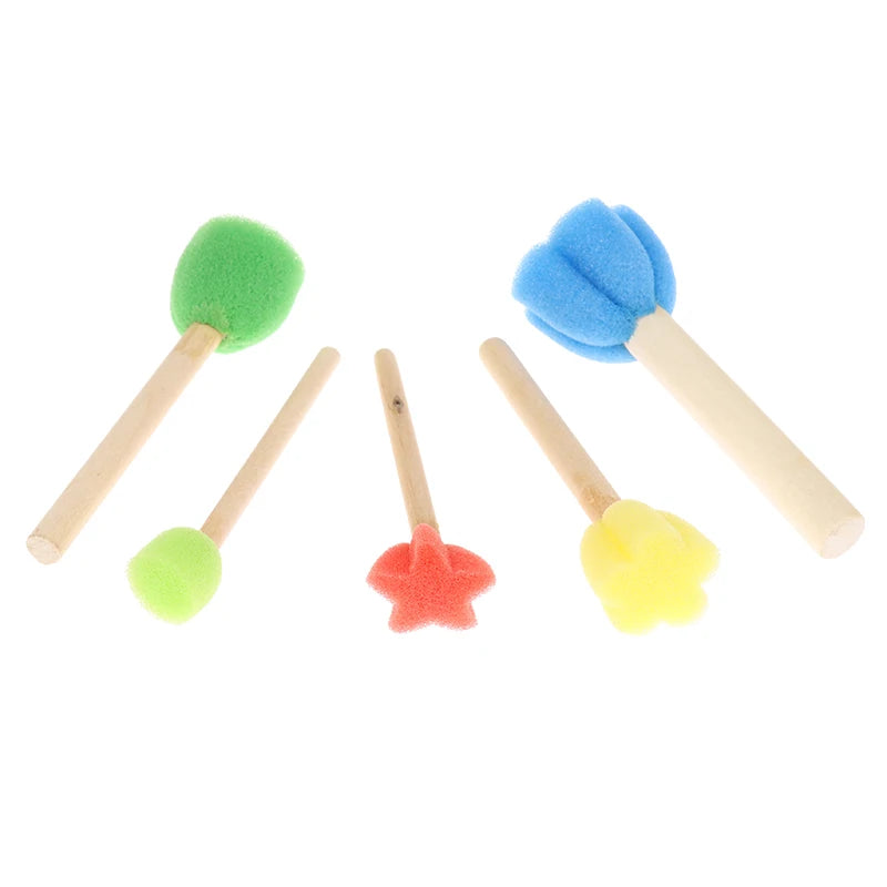 Kids Toddler Sponge Stamp Brush Kits Flower Drawing Toys Children Qme