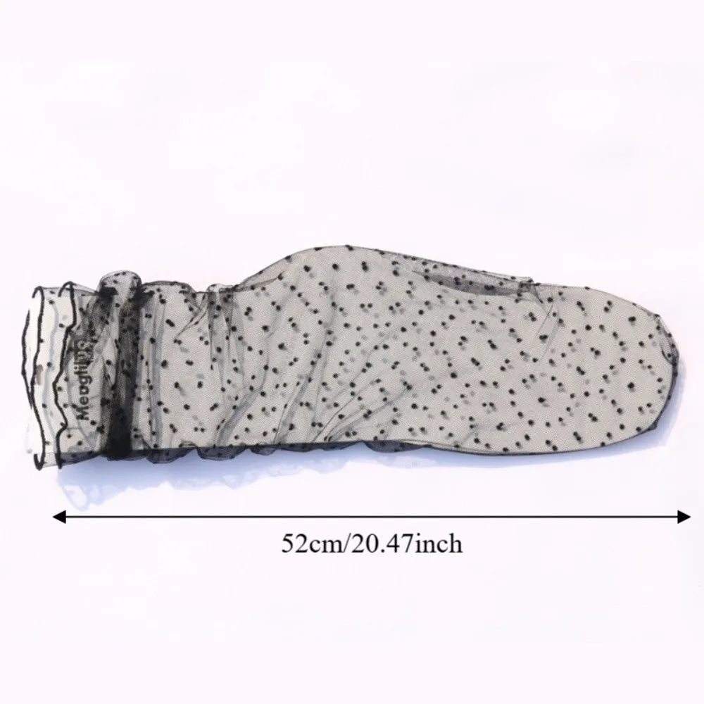 Pile Up Socks Breathable Polka Dot Mesh Transparent Summer Mid Tube Qme